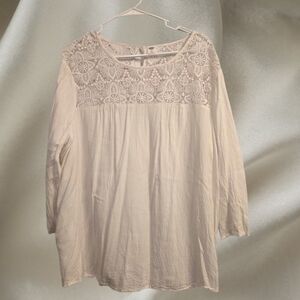Old Navy Cream Lace Detail Blouse